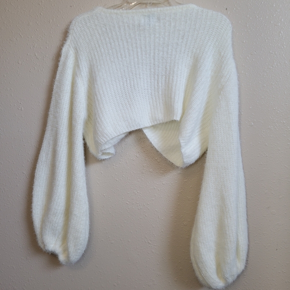 Princess Polly The Henrik Cropped Sweater Long Sleeve White Women's Sz 4 - Picture 6 of 15